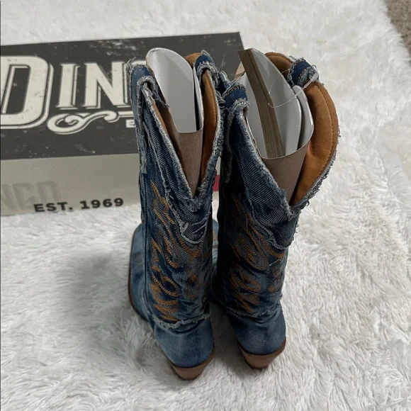 🌴 NWT Dingo Texas Tornado Denim Cowboy Boots - Picture 3 of 6